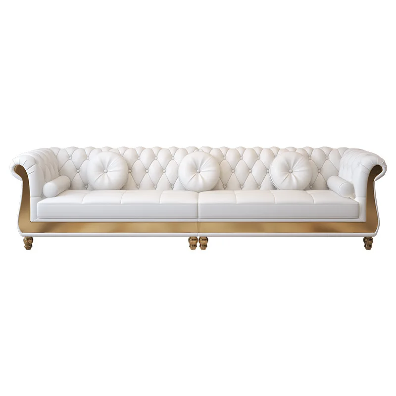 

#Canape Modern Living Room Furniture Couches Upholstered Lounge Leather Sectional Tufted White Sofa Set