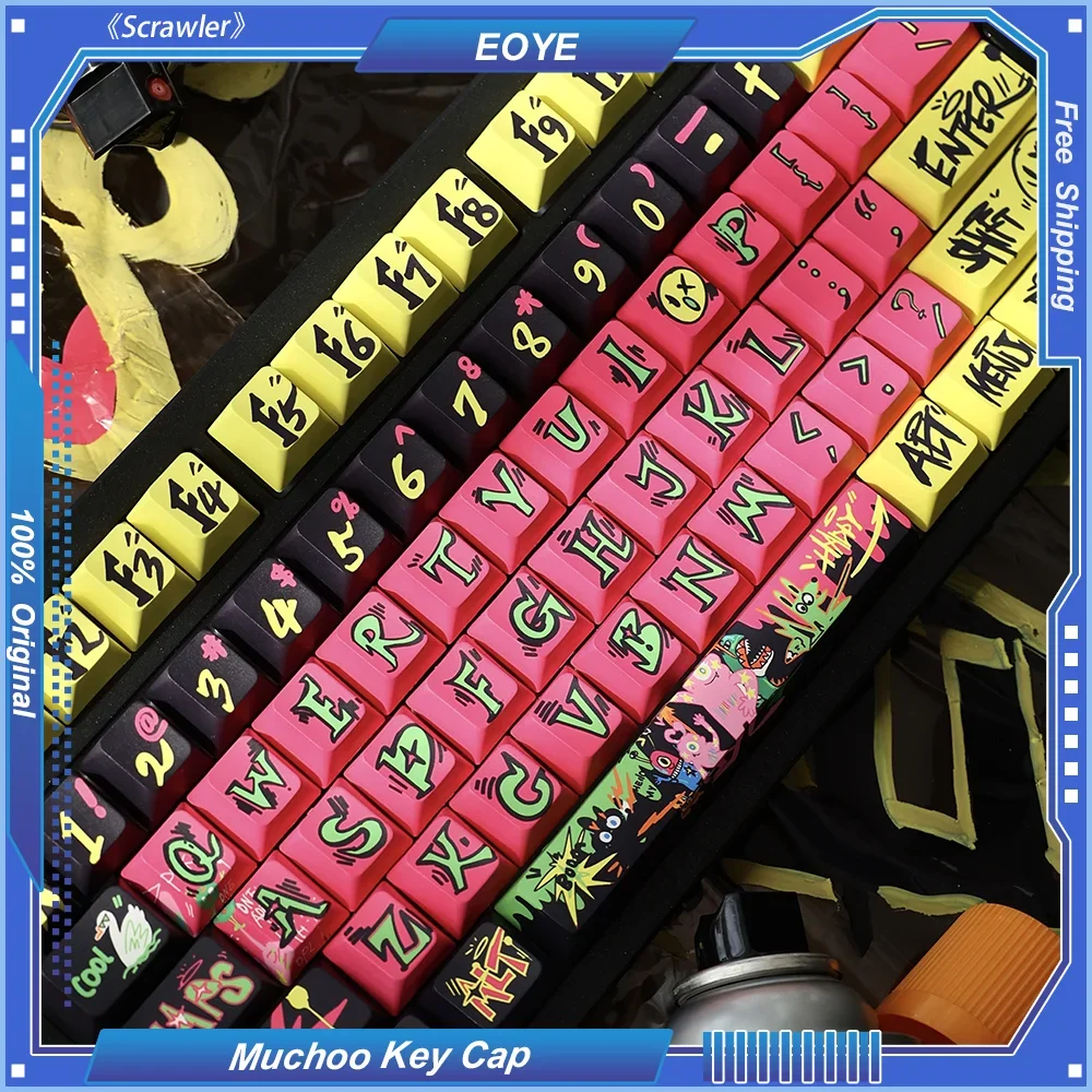 Muchoo《Scrawler》146 Keys Key Caps PBT Original Profile Thermal Sublimation ESC Cap for Customized Keyboard Replaceable Accessory