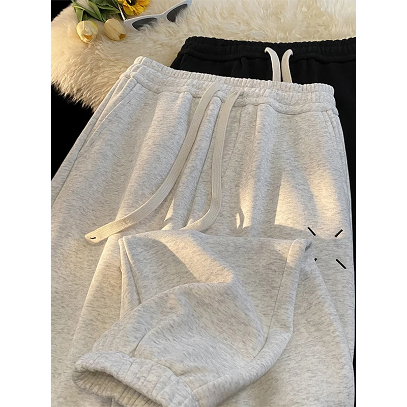 

Мужские повседневные брюки большого размера, осень-зима, новые свободные спортивные штаны с драпировкой на манжетах в американском стиле High Street, свободные спортивные штаны для пар...