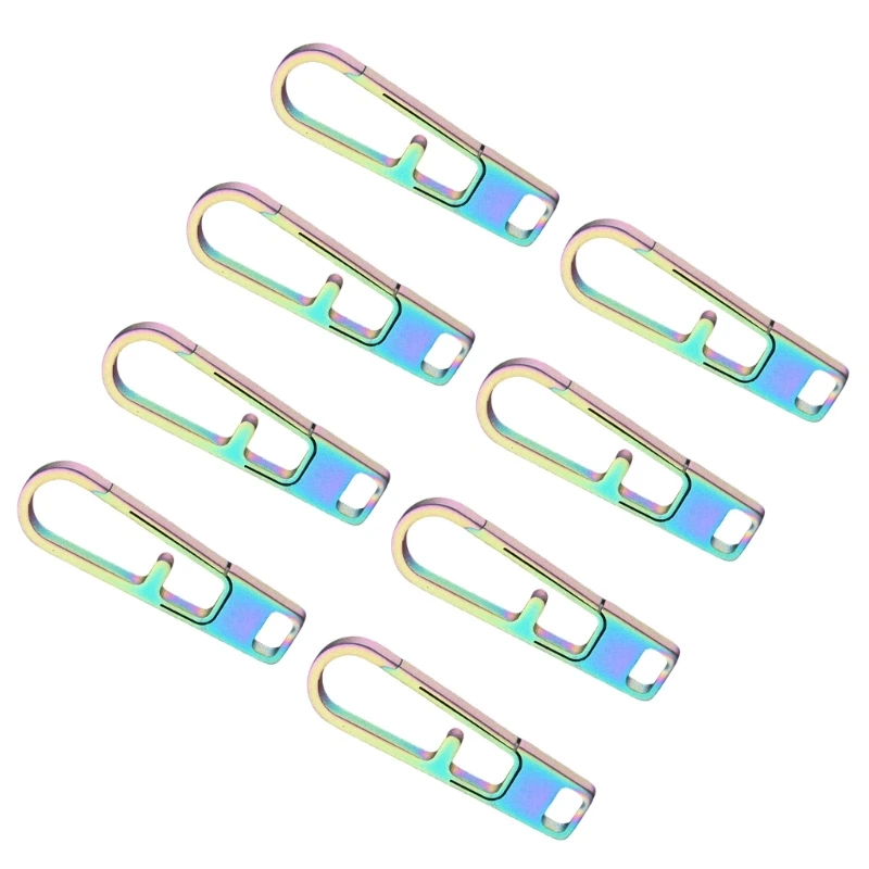 8Pcs Hanging Buckles Titaniums Alloy Zippers Puller Headers Connectors Keychains