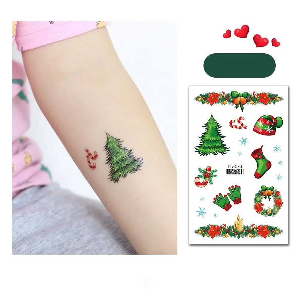 Pegatina de tatuaje temporal impermeable de Papá Noel, tatuaje de Festival de dibujos animados de larga duración, pegatinas navideñas bonitas desechables para niños