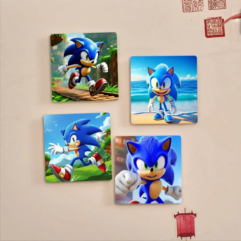 Game S-Sonic The HedgehogS Fridge Magnet Creative Square Refrigerator Magnets Picture For Kitchen Office Whiteboard Decoration