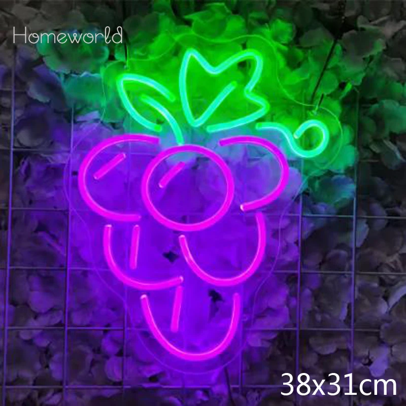 Grape-Shaped Neon LED Sign Room Decor Aesthetic Fruit Night Light for Bedroom Bar Hotel Party Game Room Wall Art Decoration Sign