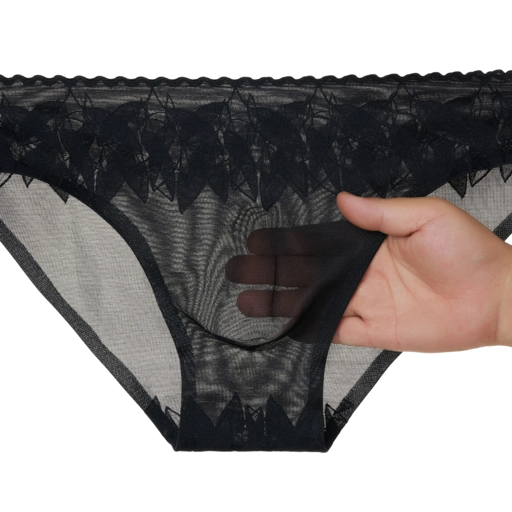 Men Smooth Seamless Briefs Lace High Elastic Low Rise Sissy Underwear Convex Triangle Pants Underwear Underpants