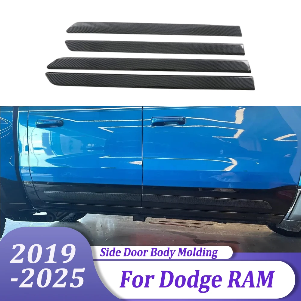 

Carbon Fiber Side Door Body Molding Cover Trim Car Exterior Accessories For Dodge RAM 2019-2022 2023 2024 2025