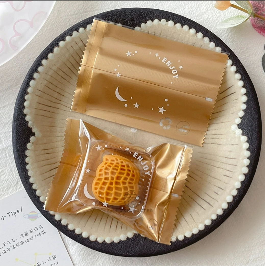 20g Chinese small fresh mini gold bottom mooncake machine sealing bag mini mung bean cake sealing bag small pastry packaging bag