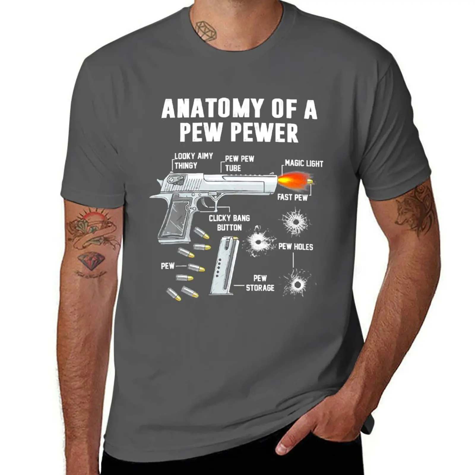 

Anatomy Of A Pew Pewer T-Shirt Everyday Wear Basic Short Sleeve Top