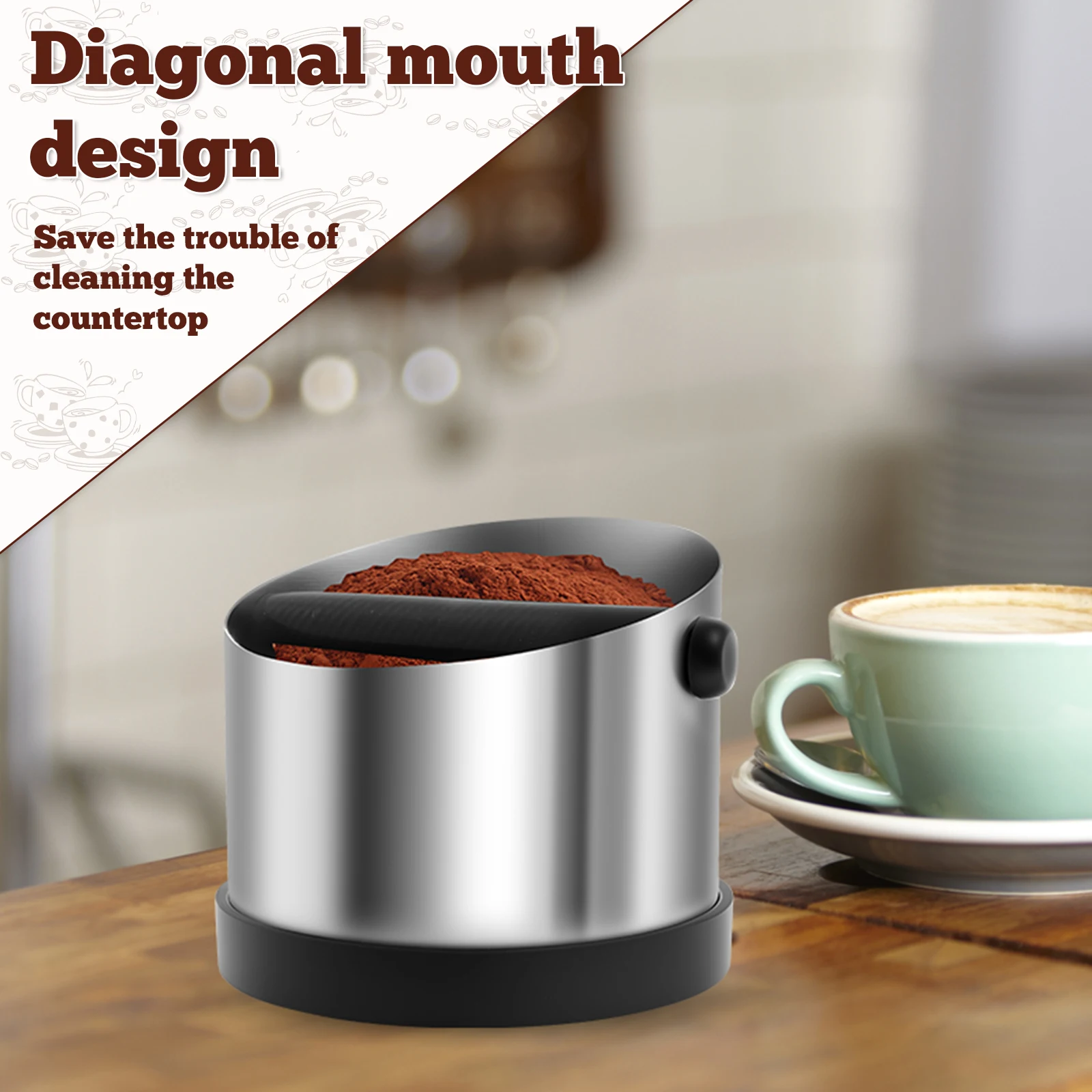 صندوق طحن القهوة مع شريط طحن من الفولاذ المقاوم للصدأ، حاوية أرضية الإسبريسو، ملحقات آلات الإسبريسو العالمية