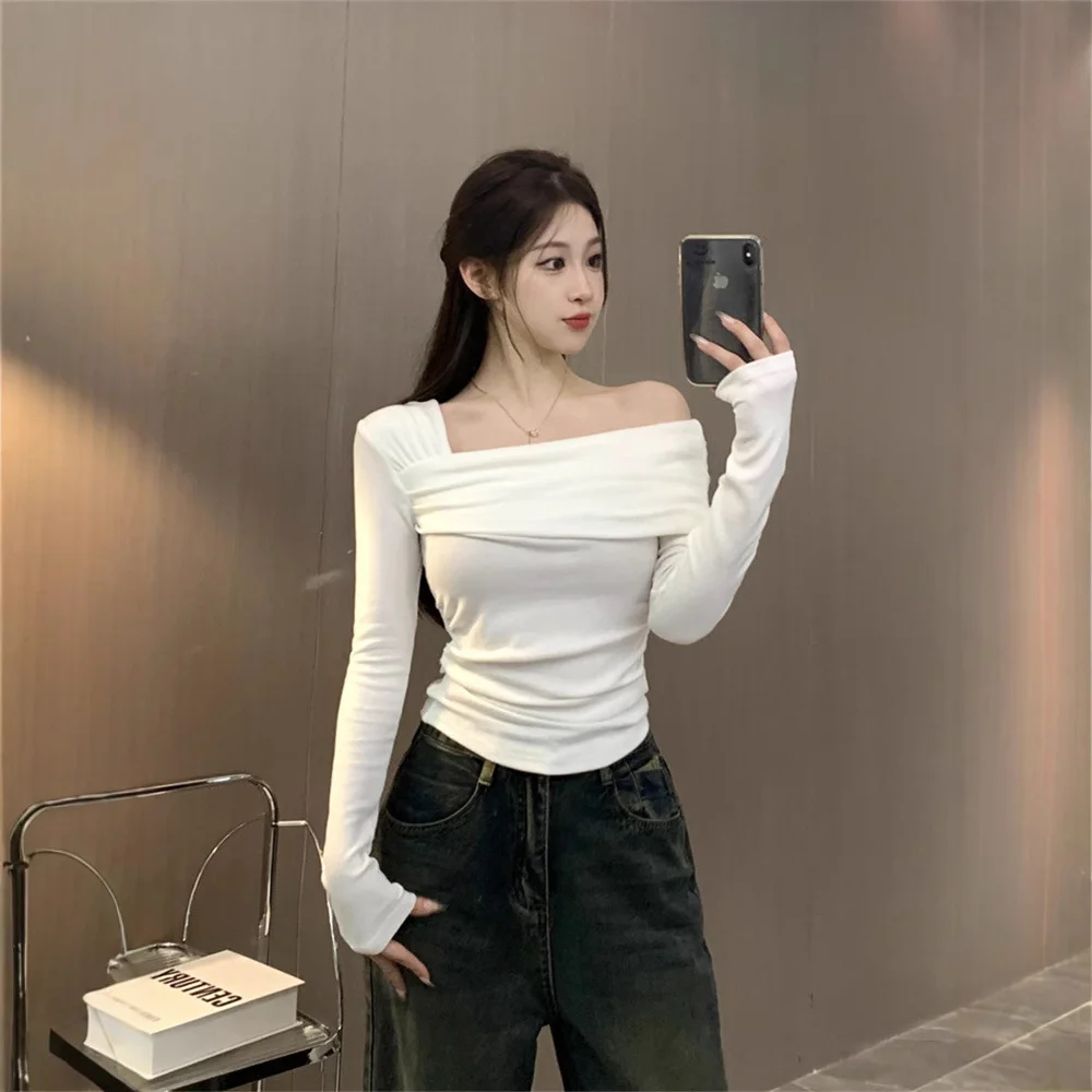 

Long Sleeve T-Shirts Womens Cotton Slim Fit Harajuku Sweet Ruffle Lace Y2K Aesthetic Comfortable Spring Stylish Clothing