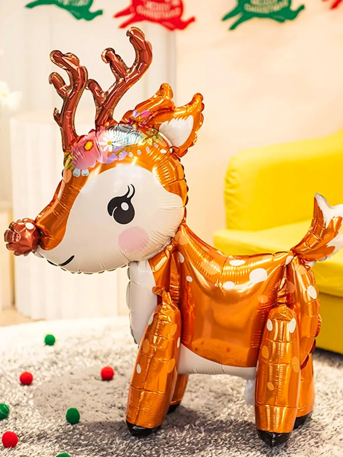 4D Assembled Christmas Reindeer Foil Balloons. Deer Balloon Set is suitable for outdoor home decoration during Christmas season