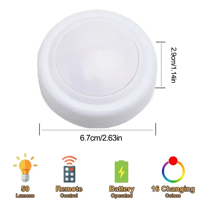 Puck Light with Remote Control Wireless LED Battery-Powered Under-Cabinet Timer Adhesive Light Dimmable Wardrobe Light,Closets image 6
