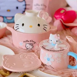 sanrio Hello kitty pot and cup integrated anime cartoon couple ceramic cute household cup tea set cherry blossom cup bestie gift