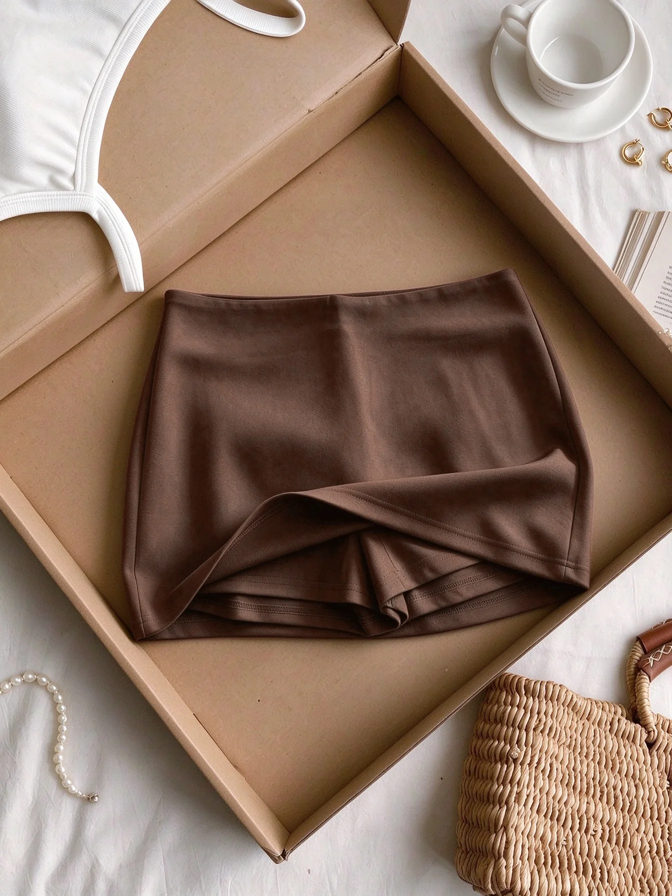 Elegant High Waist A Line Mini Skirt Women With Inner Shorts Slim Fit Short Skirt For Daily Casual Office Work Party Wear