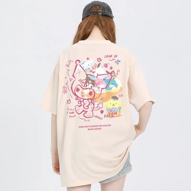

Kulomie T-shirt Women's Short-sleeved Pink Loose Niche Design Half-sleeved Summer New Pure Cotton Crew Neck Casual Fashion Top