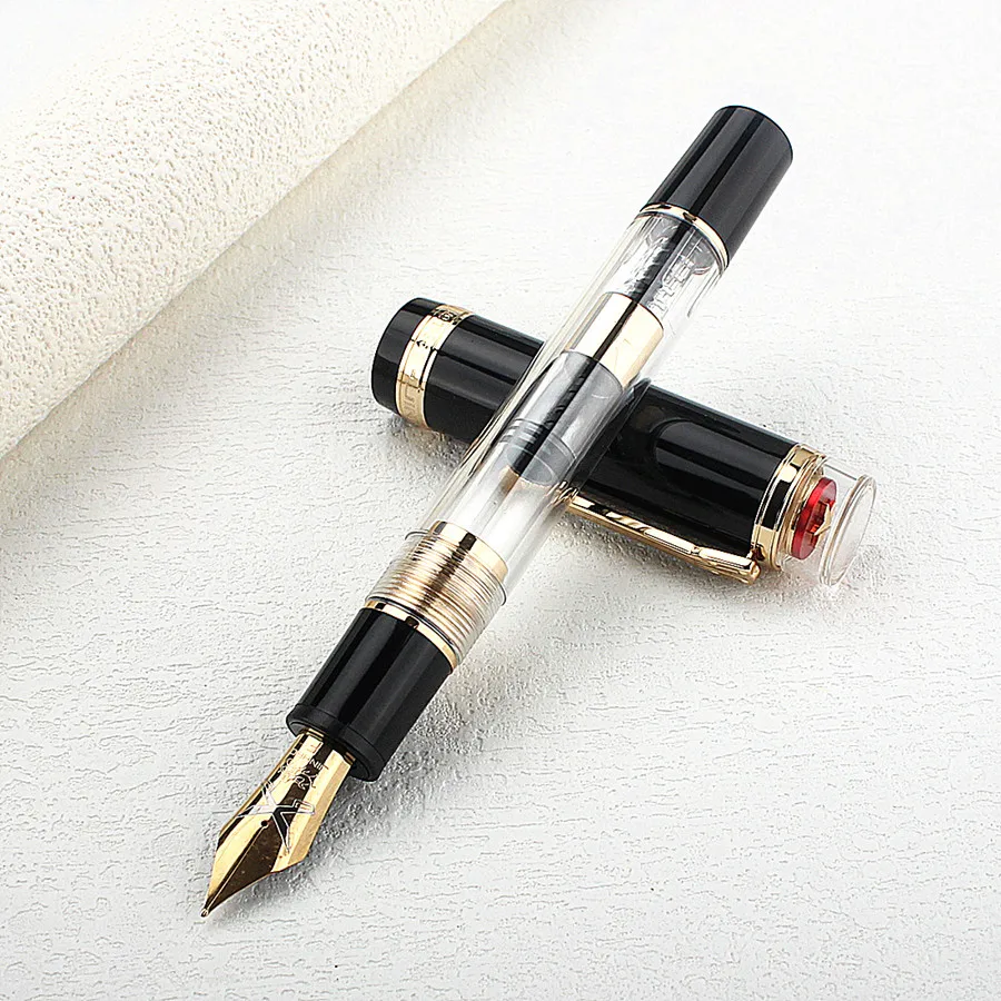 

Jinhao 1935 Transparent Acrylic Fountain Pen, Clear Body with 5-Pointed Star, Guitar Clip, Large Size Converter