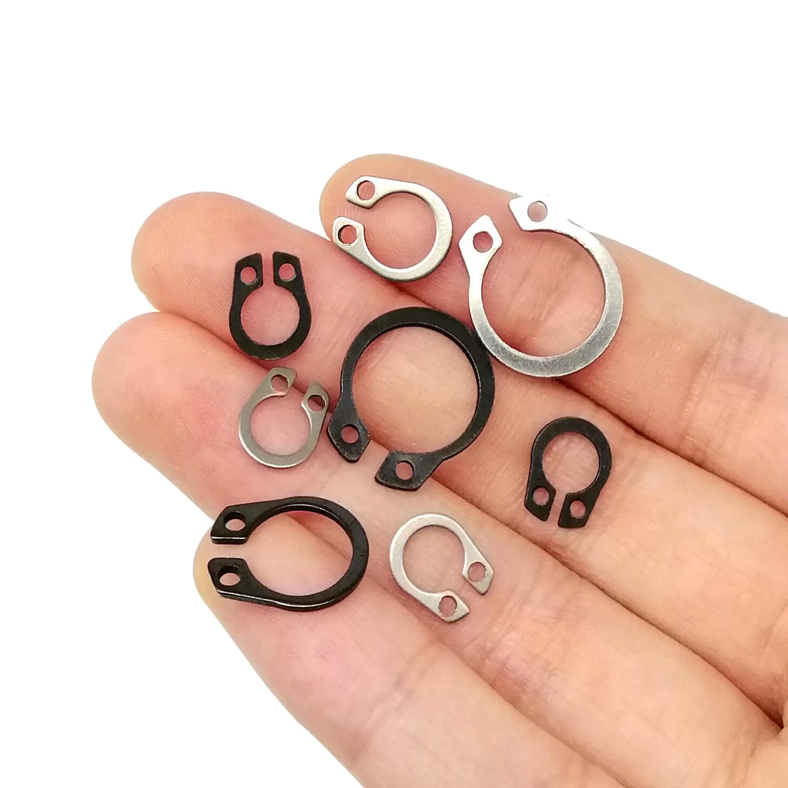 250 pcs/box C 유형 외부 Circlip 클립 스냅 링 믹스 M6 ~ M15 키트 세트 샤프트 베어링 유지 스테인레스 스틸 블랙 65mn