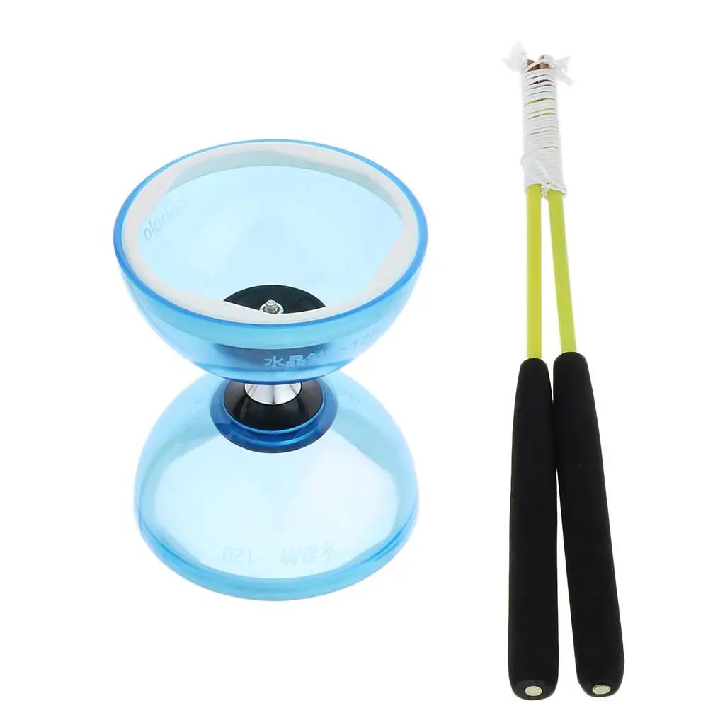 Unique 3-Bearing Diabolo with Sticks , Rubber Ball Toy, Children Teens