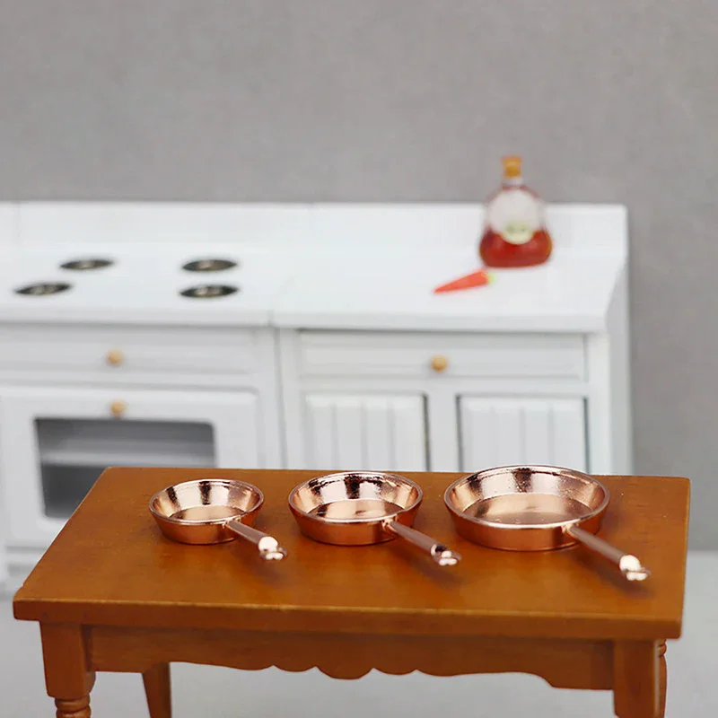 1Set 1:12 Puppenhaus Miniatur Bratpfanne Kasserolle Metall Kochgeschirr Küchenmodell Deko Spielzeug Puppenhaus Zubehör