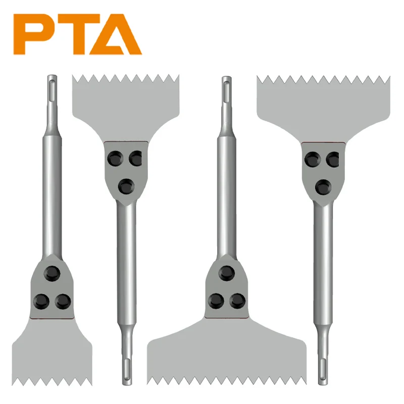 PTA SDS Plus Tines Chisel Repair Kit Floor Scraper Replaceable Blade Scaling Chisel Shovel for Tile Brick Concrete Wall Removal