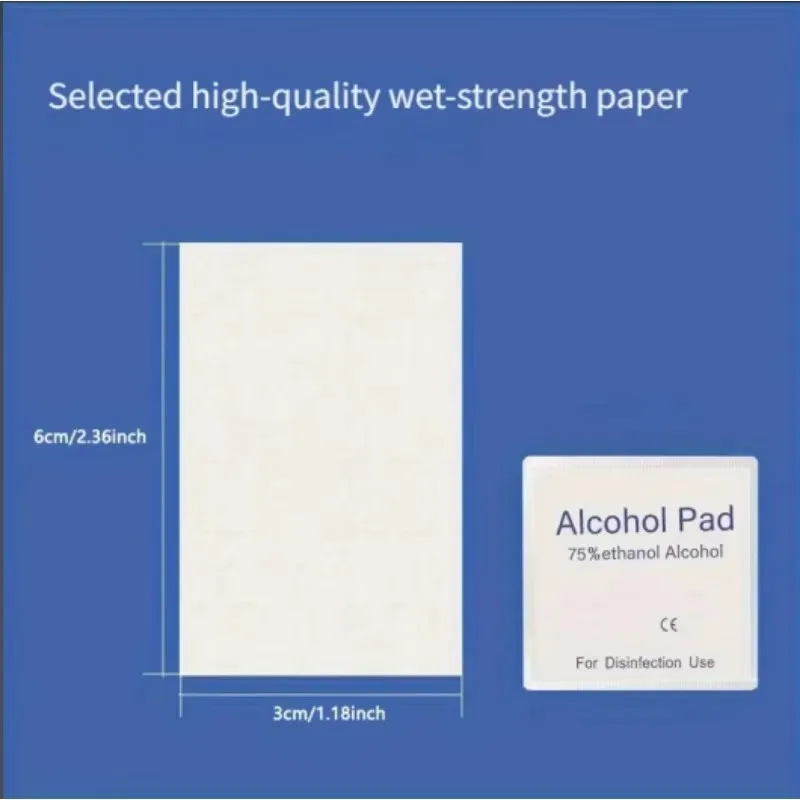 100PCS Disposable 75% Alcohol Wet Wipe Pads For Antiseptic Clean Skin Jewelry Cell Phone For Disinfection Use Tattoo Clean Tools