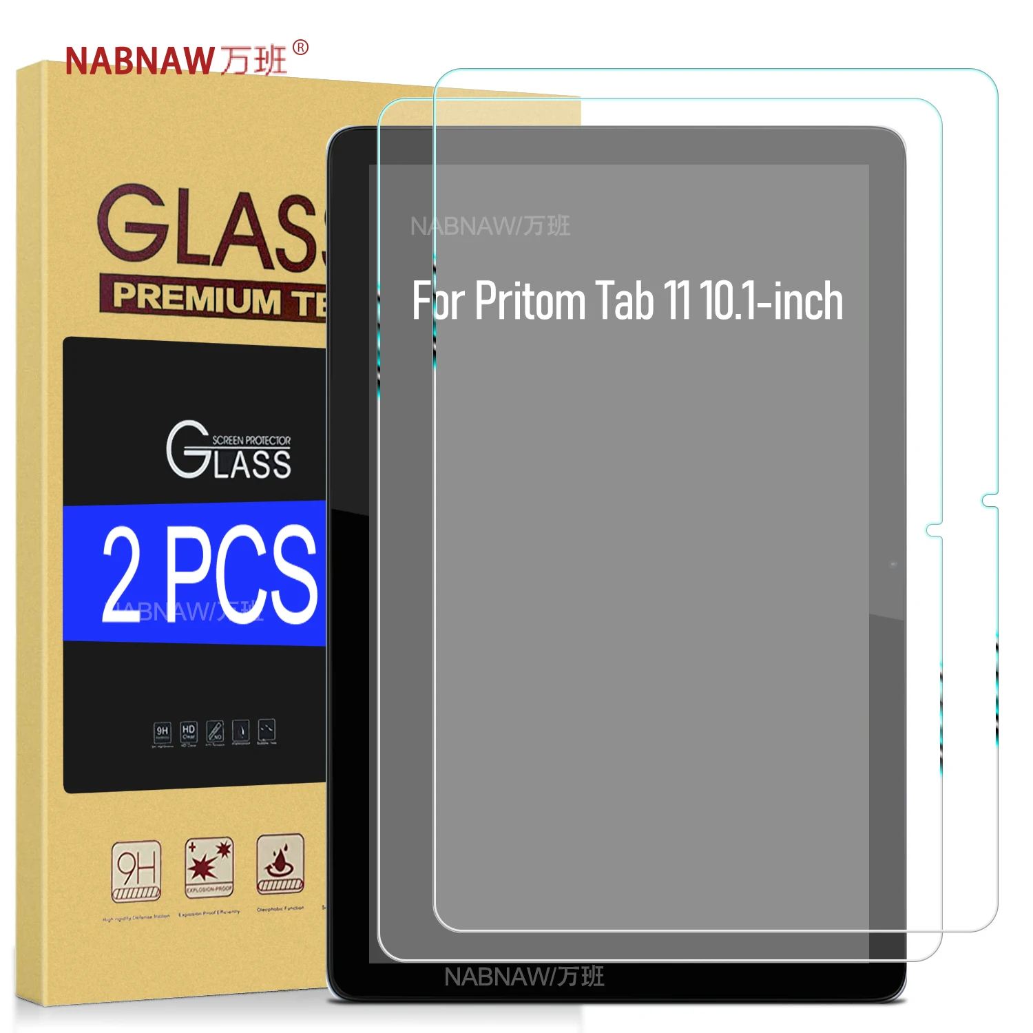 

2 Pieces Full HD Tempered Glass Film Screen Protector For Pritom Tab 11 10.1-inch Scratch Proof Hard Protective Cover