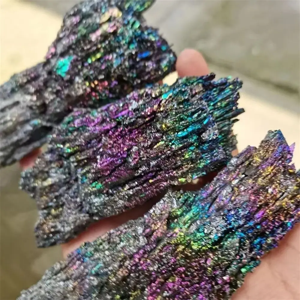 Colorful Carborundum Natural Stone Specimen Silicon Carbide Black Quartz Crystal Mineral Sample Home Decor