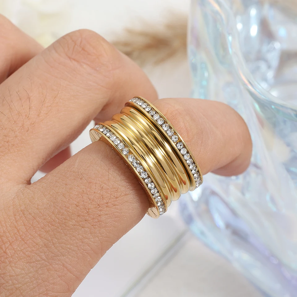 خاتم الأرقام الرومانية الموضة مكعب زركونيا الفولاذ المقاوم للصدأ خواتم النساء الرجال الذهب زوجين عطلة هدية خاتم مجوهرات الحفلات اليومية