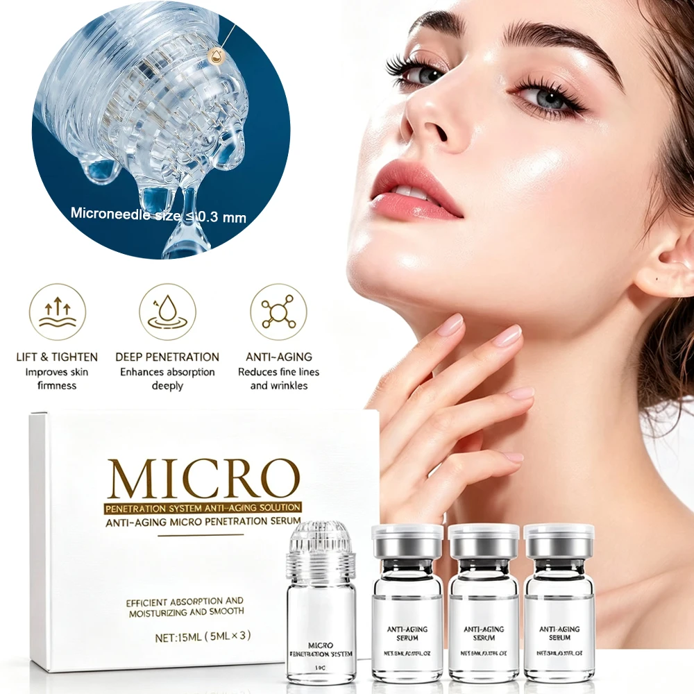 Collagen Anti-Wrinkle Skin Booster 0.3mm Microneedle Essence Hydrating Firming Pore-Cleaning Moisturize Whitening Skincare Set