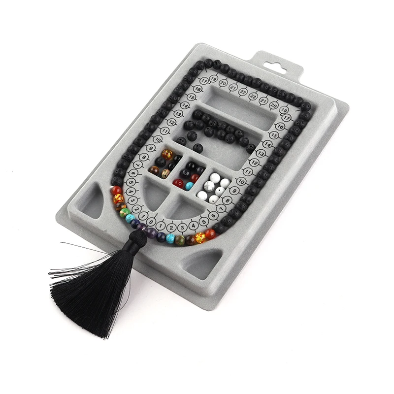 1PC Grau Beflockte Perle Bord Armband Halskette Perlen Organizer Fach Perlen Zubehör Mess Werkzeug Für Schmuck Machen – Detail 3