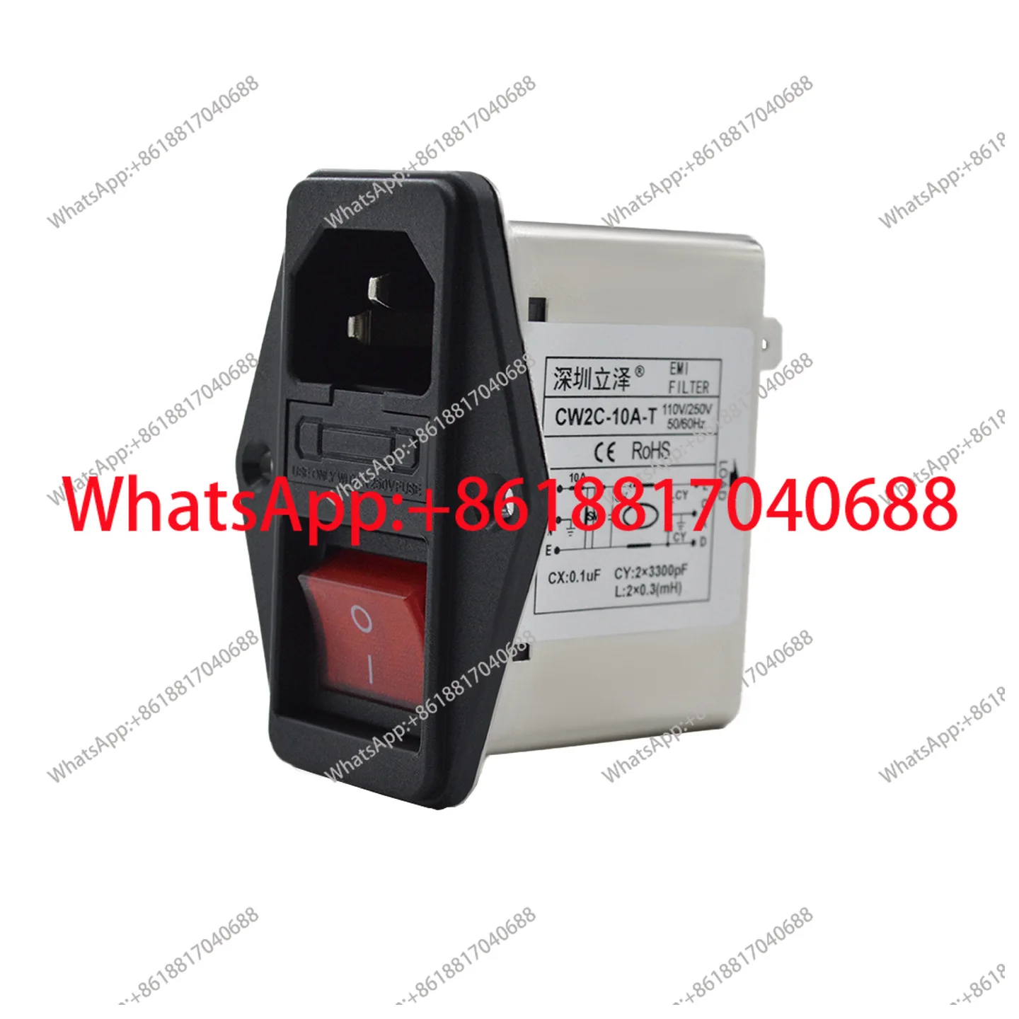 Socket type power filter 115/250V anti-interference CW2C-T red, black and green convertible light with light