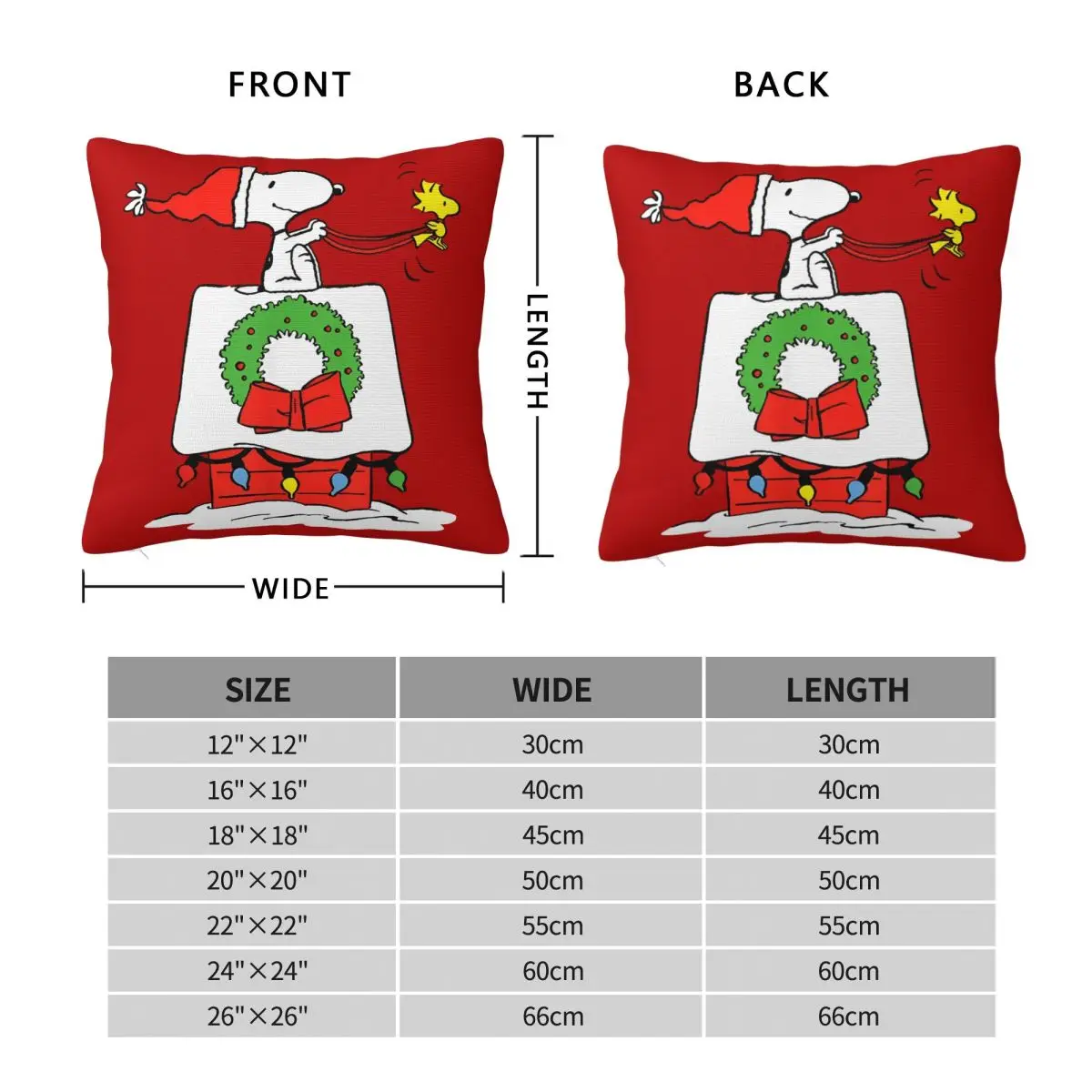 سنوبي وودستوك المخدة المطبوعة غطاء وسادة بوليستر ديكور عيد ميلاد سعيد كيس وسادة غطاء السرير سستة 40X40cm