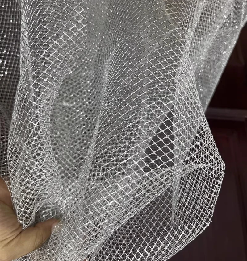 Hard grid rhombus shape large mesh mesh wedding dress design decorative shape fabric large mesh