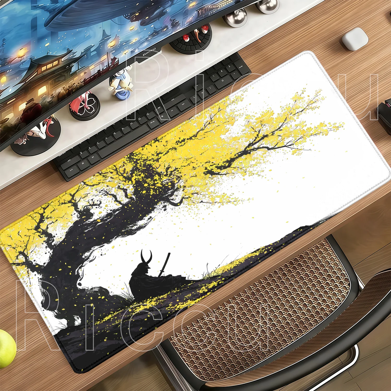 Large Sakura Cherry Blossom Samurai Mouse Pad Speed Mousepad Gaming Office Mouse Mat Kawaii Rubber Keyboard HD Printing Desk Mat