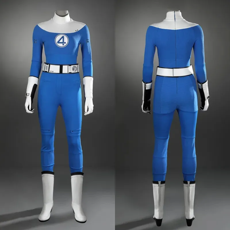 Susan tempestade cosplay traje mulher adulta macacão invisível azul fantasias fantásticas roupa halloween comic con terno fggf;'4