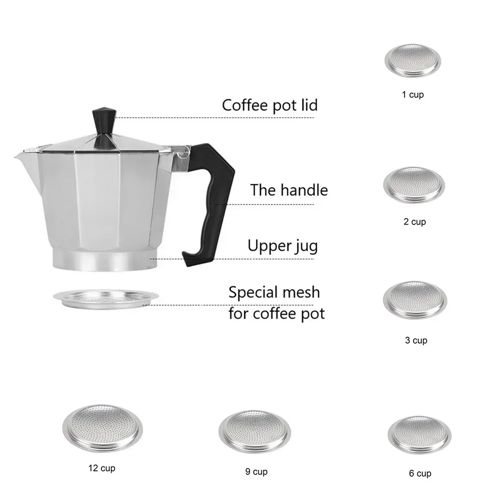 Espresso Pot Spare Parts Cups Seal Gasket Filter Premium Aluminum Material Leakproof And Long Lasting Performance