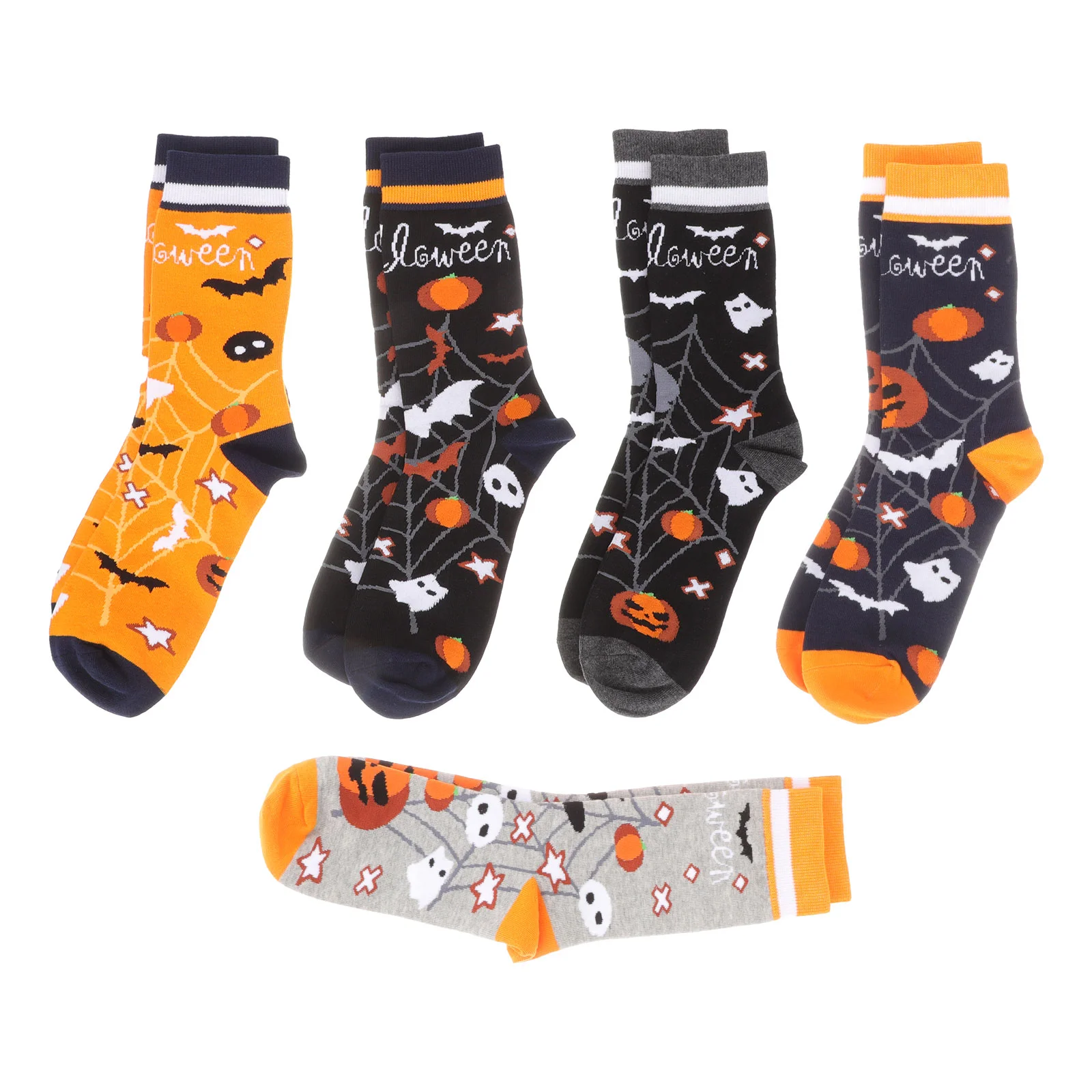 5 Pairs Halloween Socks Pumpkin Prints Comfortable Male Decorative Festival Wear-resistant Man Ordinary Cartoon