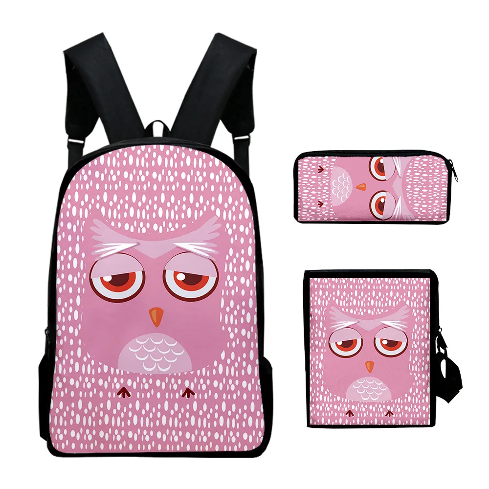 Classic Novelty Cute animal 3D Print 3pcs/Set pupil School Bags Laptop Daypack Backpack Inclined shoulder bag Pencil Case