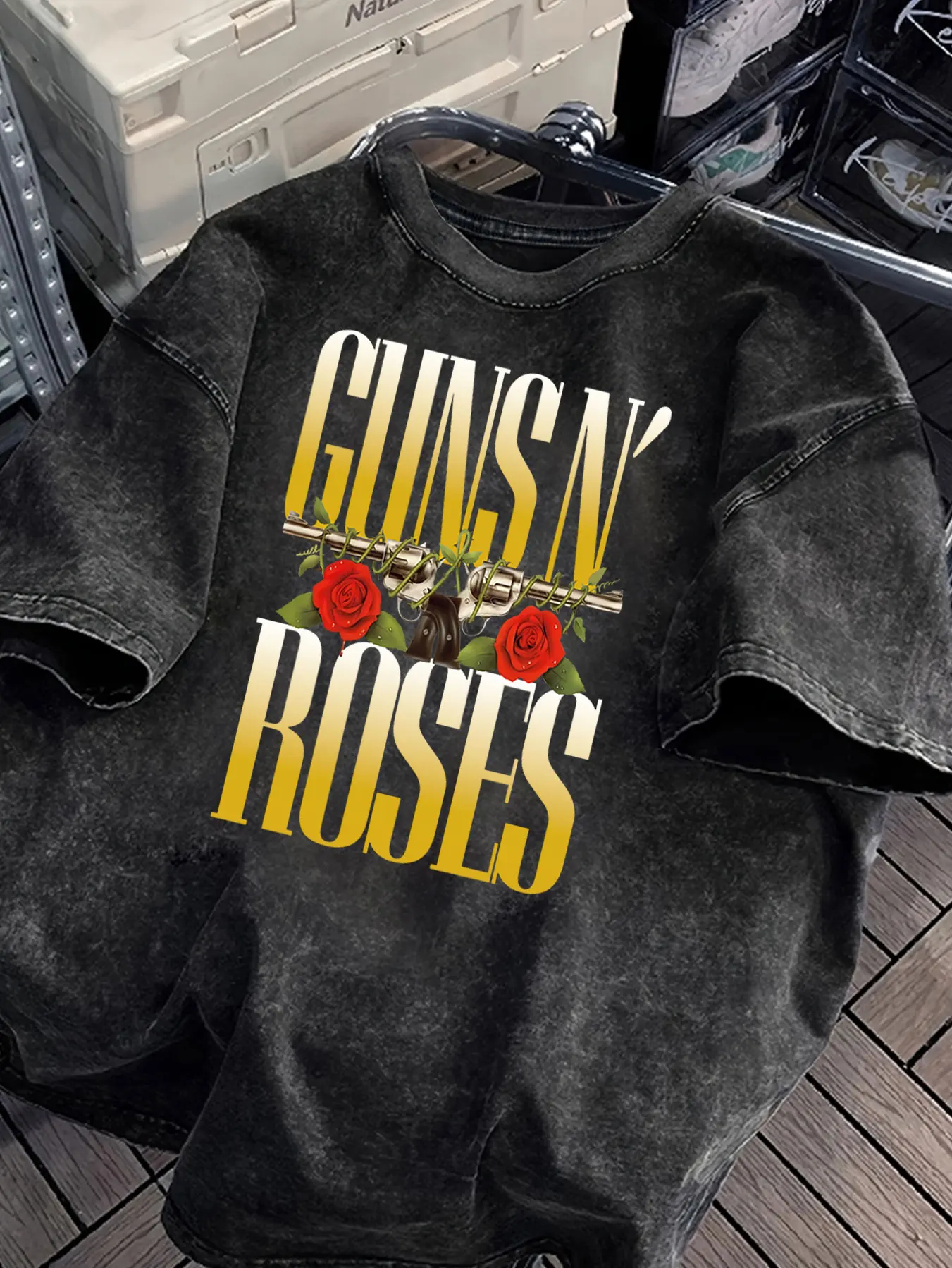 GUNS ROSES Pattern Washed Vintage T Shirts  Band Graphic Tee Unisex Fashion Y2k Top  Shirts for Women - view 4