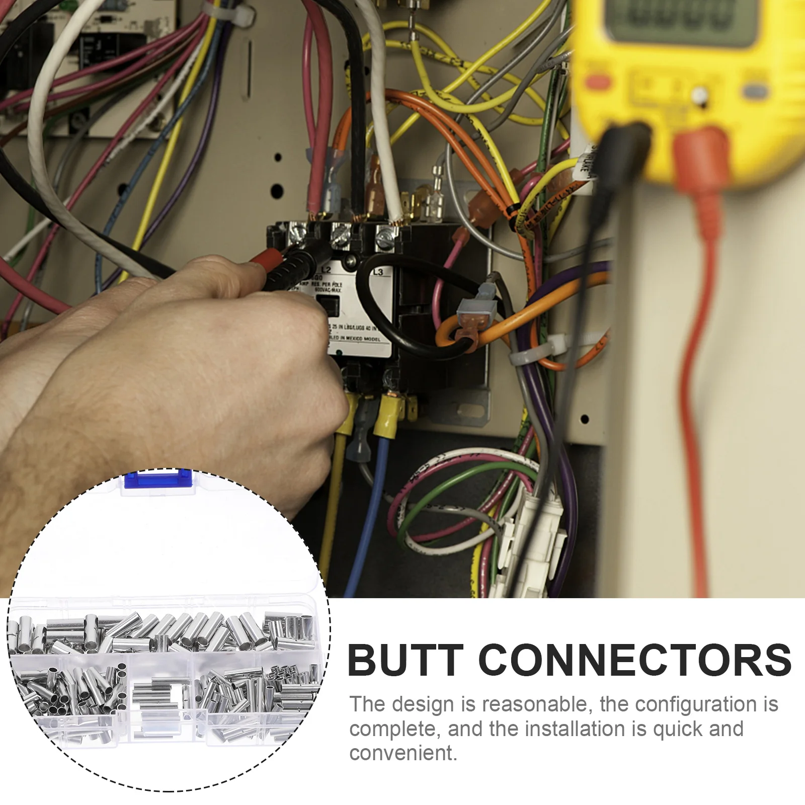 

200pcs Copper Terminals Electric Connectors Butt Splice Wire Connector Kit Copper Automotive Wiring Accessories