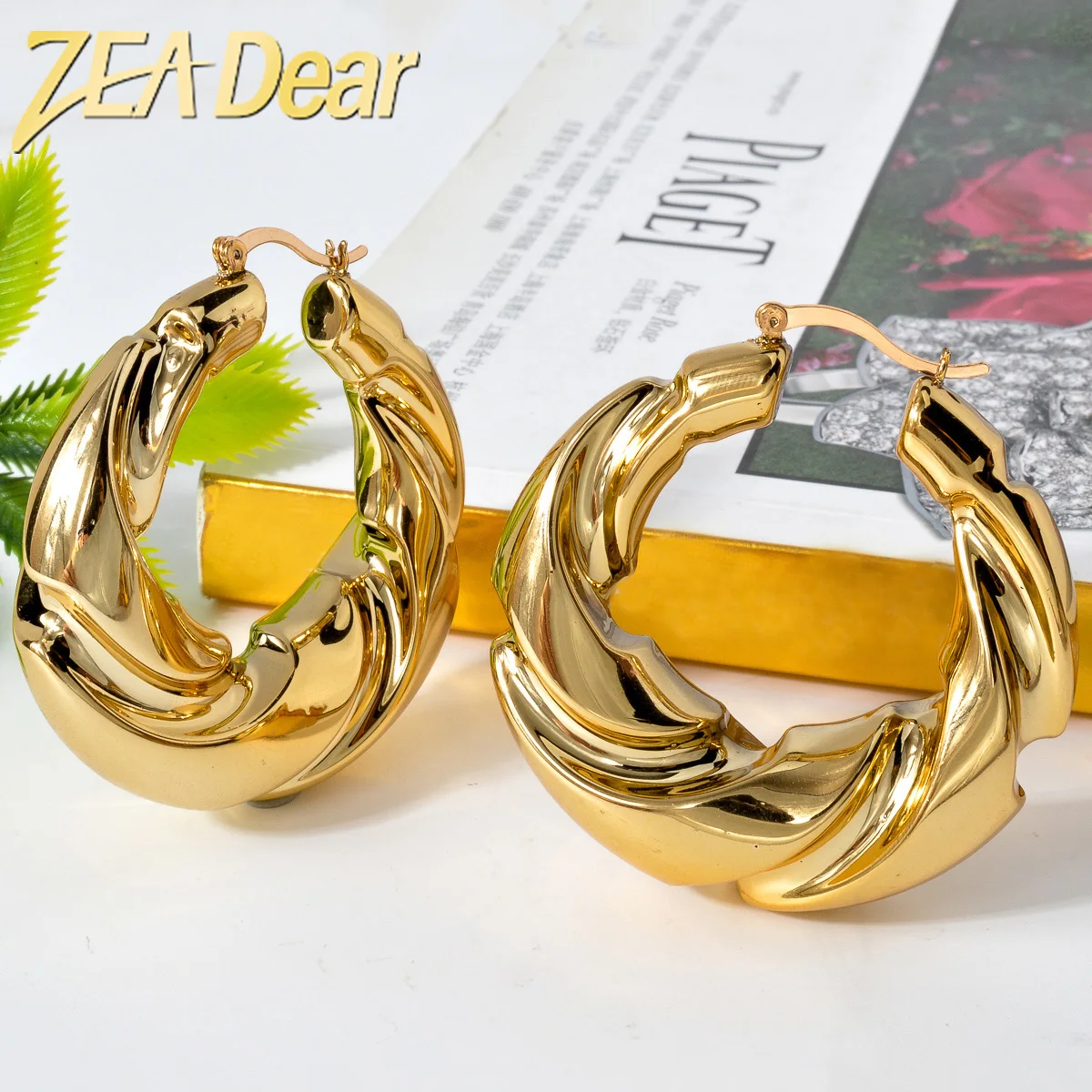 ZeaDear Jewelry Dubai Smooth Chunky Twist Earrings Statements African Big Hanging Earring For Women Luxury Dinner Jewellery Gift