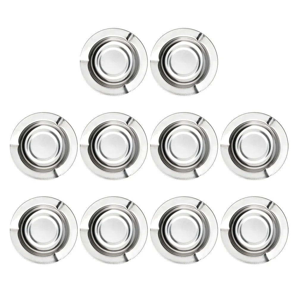 

10pcs Stainless Steel Ashtray Square Metal Cigarette Tray Windproof With Lid For Home Office Bar Hotel Outdoor Patio Party Use