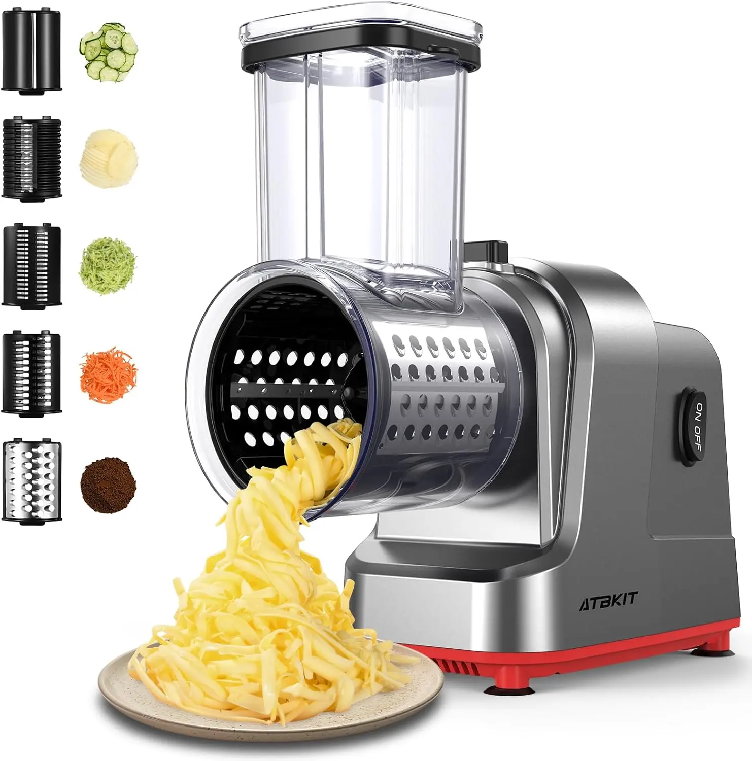 

Cheese Grater, Salad Maker With 5 Different Shapes of Blades, Salad Machine for Cheeses, Fruits and Vegetables, 250W Slicer Sh