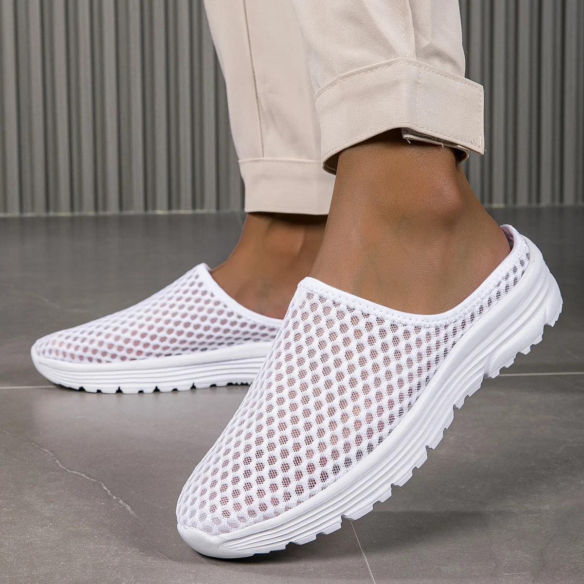 Men Women Lazy Slippers Slides Indoor Outdoor Sandals Men Breathable Non-slip Home Half Slippers Men Casual Shoes Big Size 47 image 3