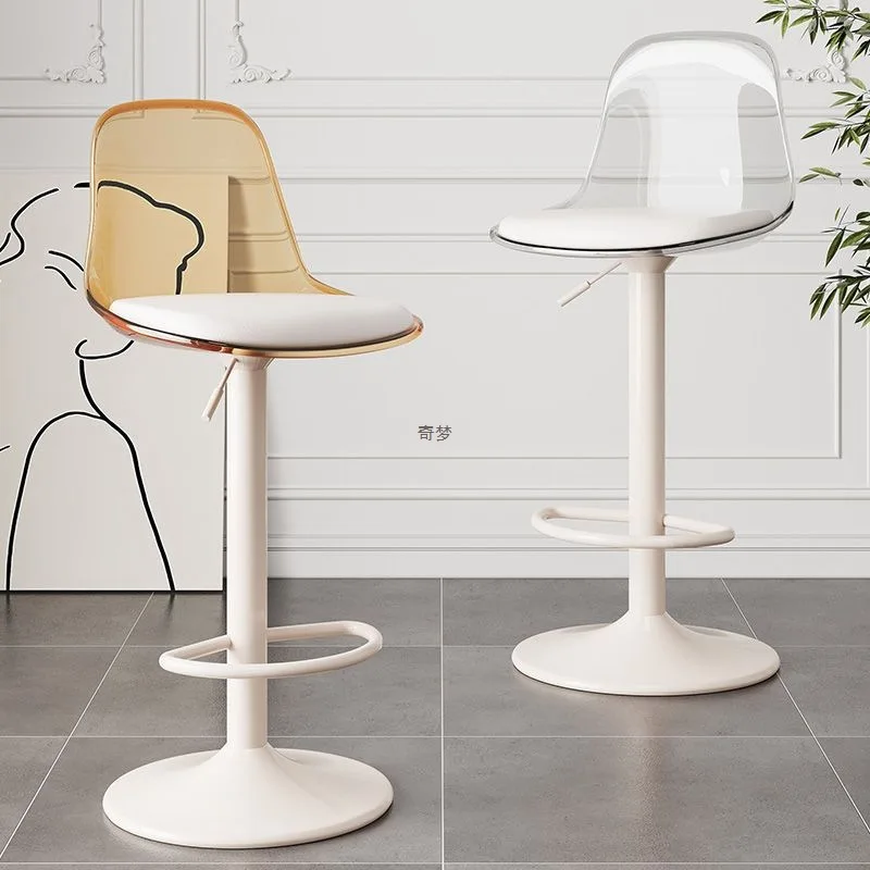 

*/-Acrylic Dining Chair Can Be Lifted And Rotated Transparent Bar Chair Cash Register Chair With Backrest Household High Stool