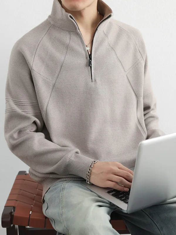 

Men's Thermal Knitwear f Zipper Thiened Stand Collar Sweater Warm And Sli Base Layer irt for Autumn Winter