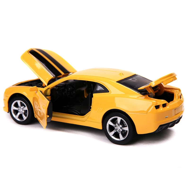 Modelo de carro amarelo chevrolet camaro, feito de metal, fundido, brinquedo, presente para crianças, 1:38