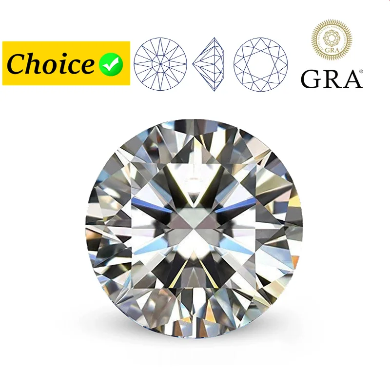 

High Quality Moissanite Stone Gemstone Round Cut Certified Diamond Test VVS Loose Gemstones for Jewelry Making With Report