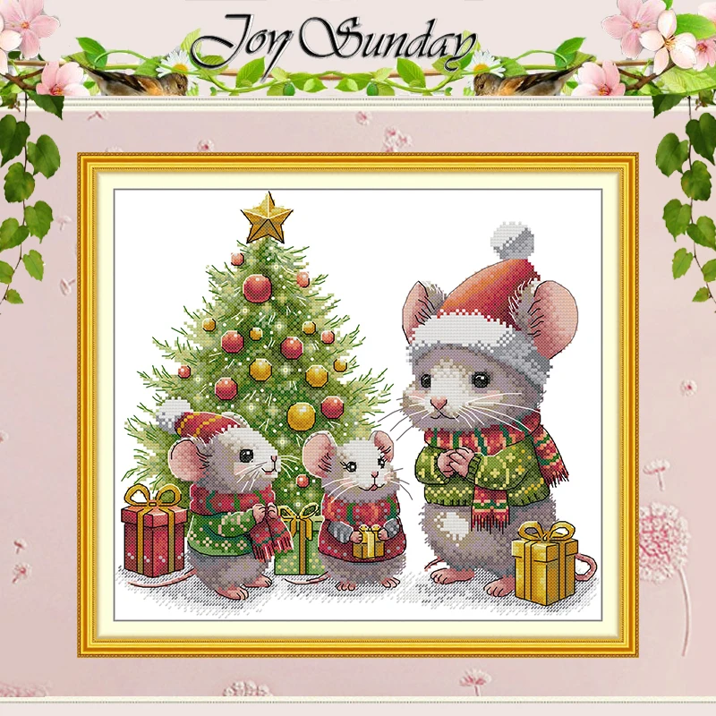 

Mousey's Christmas Patterns Counted Cross Stitch Set DIY 11CT 14CT 16CT HD Stamped DMC Cross-stitch Kit Embroidery Needlework