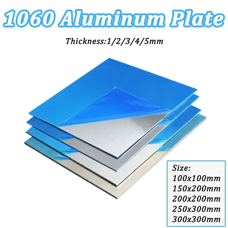 1PC 1060 Aluminum Flat Plate Sheet Machinery Parts Pure Aluminum Customizable , DIY Material Model Parts Thickness 1/2/3/4/5mm