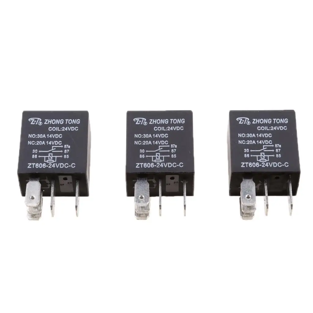 High Power SPST Automotive Relay 5-pin 30A Relay Socket Holder Kit for Electric Water Pump Shaved Door Handle Solenoids